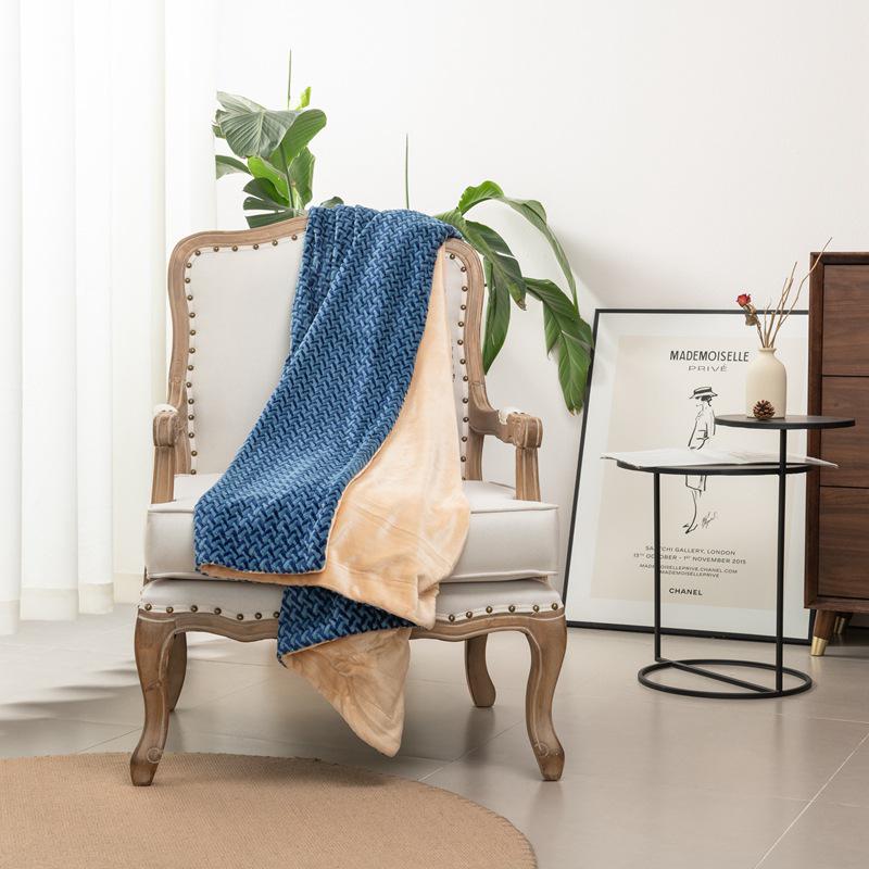 Jacquard Cationic Flannel Double-Layer Air Conditioning Nap Blanket