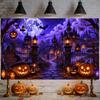 Halloween Decor Supplies Banner Spooky Graveyard Pumpkin Bat Skull Background Festival Party Decor Photography  Backdrop Props472