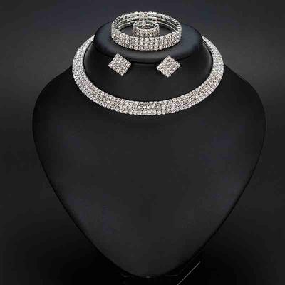 Classic Rhinestone Choker Necklace Earrings and Bracelet Wedding Jewelry Sets Wedding Accessories ARI