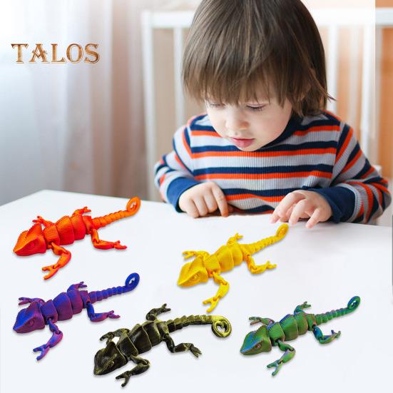 3D Printed Lizard Articulated Chameleon Ornament Desktop Decoration Flexible Animal Figurine Lizard Fidget Toy for Kids Adults Stress Relief
