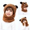 1-12Y Winter Cartoon Rabbit Coral Velvet Cap Plush Balaclava Kids Caps Double Fleece Baby Scarf Hat  Baby Accessories
