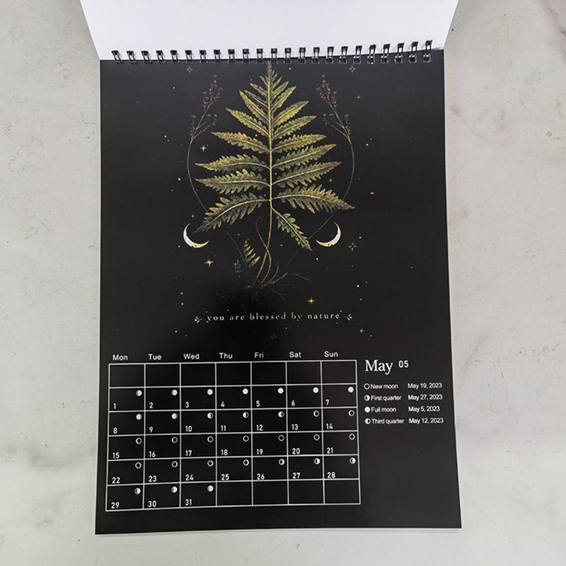 Mørk Skog Månekalender 2025 Inneholder 12 Originale Illustrasjoner Tegnet Gjennom Året 12 Månedlig Fargerik Veggkalender