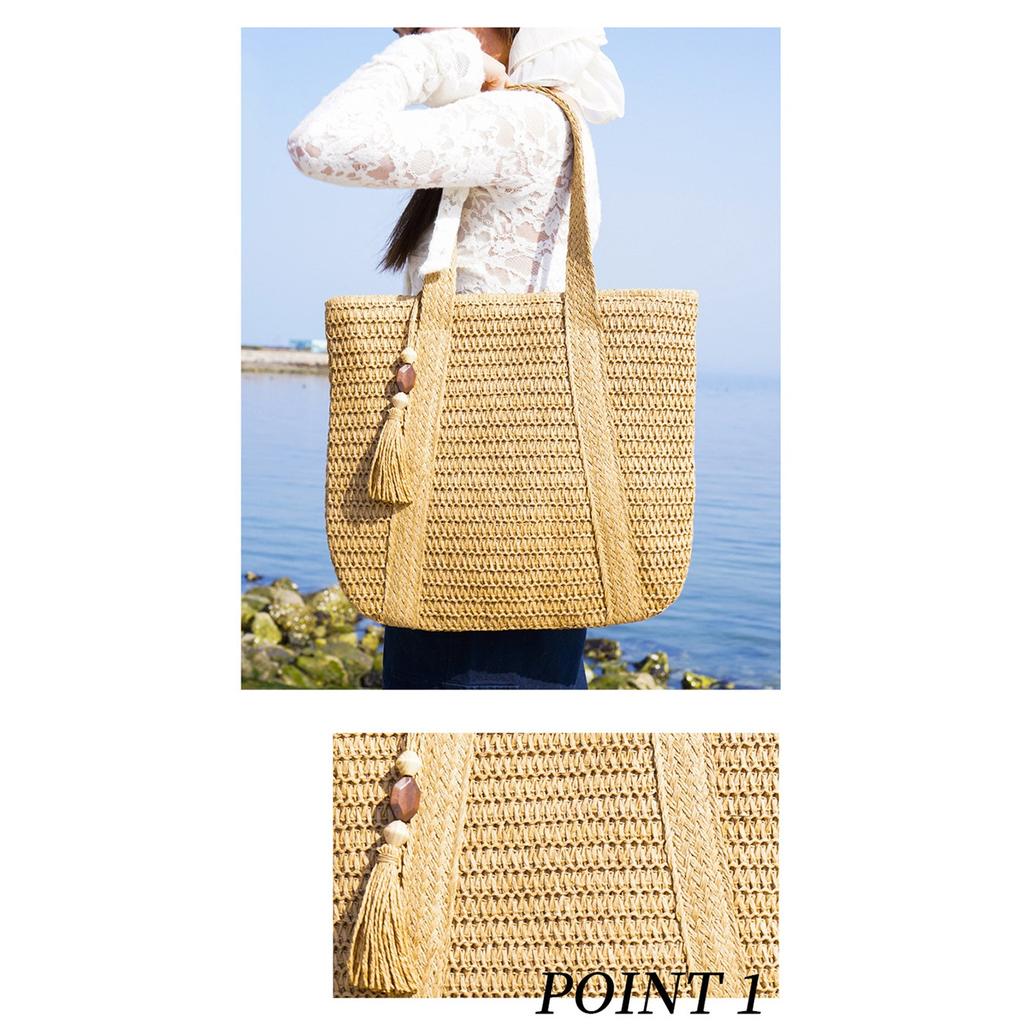 Geantă Mare de Paie Geantă Împletită Depozitare Capacitate Mare Navetiști Geantă Tote Geantă de Plajă Împletită pentru Litoral