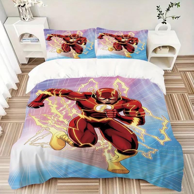 3pcs Flash superhero Duvet Cover Set, 1 Duvet Cover + 2 Pillowcases (No Insert), High-Definition Print for All Seasons,Durable yy251103045