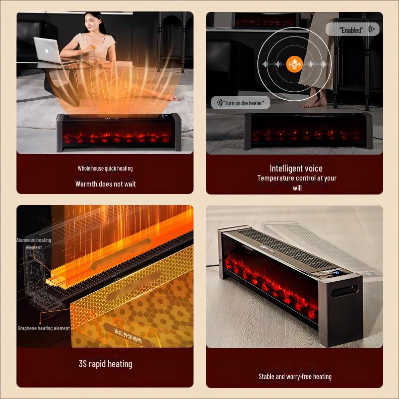 Popular Energy-Saving Voice-Control Skirting Board Heater: Fast-Heating Electric Floor Heater for Home