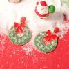 Christmas simple fashion drop oil red bow rice bead zircon geometric niche versatile earrings