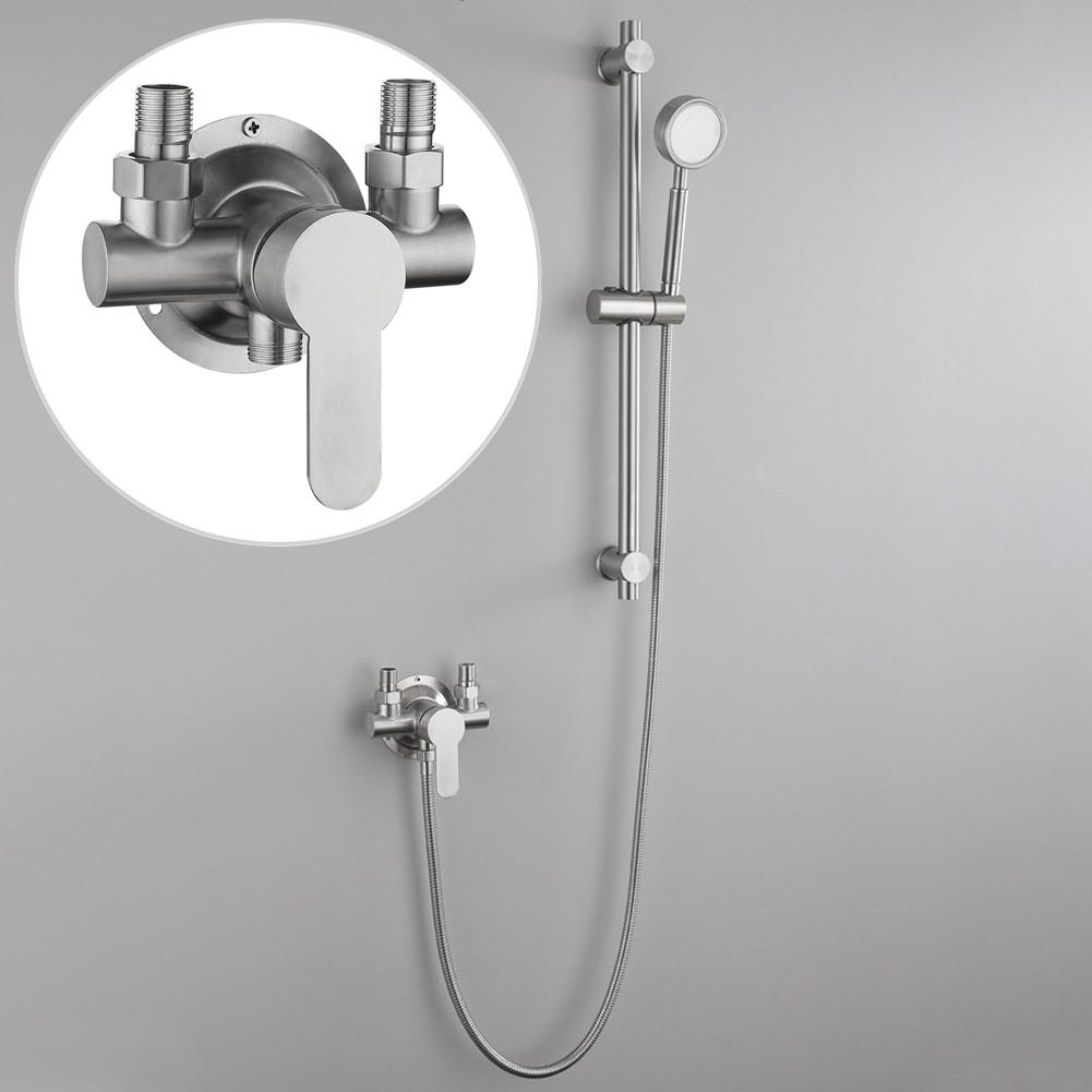 Stainless Steel Shower Hot And Cold Water Mixer Wall Mounted Metal Handle