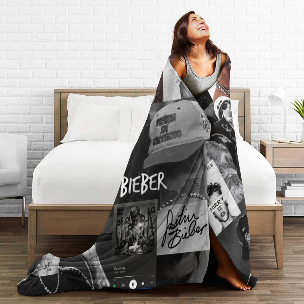Poplar Singer Justins Biebers Warm Soft Blankets Girls Boys Plush Throw Blanket Comfortable Flannel Bedspread Sofa Bed Cover