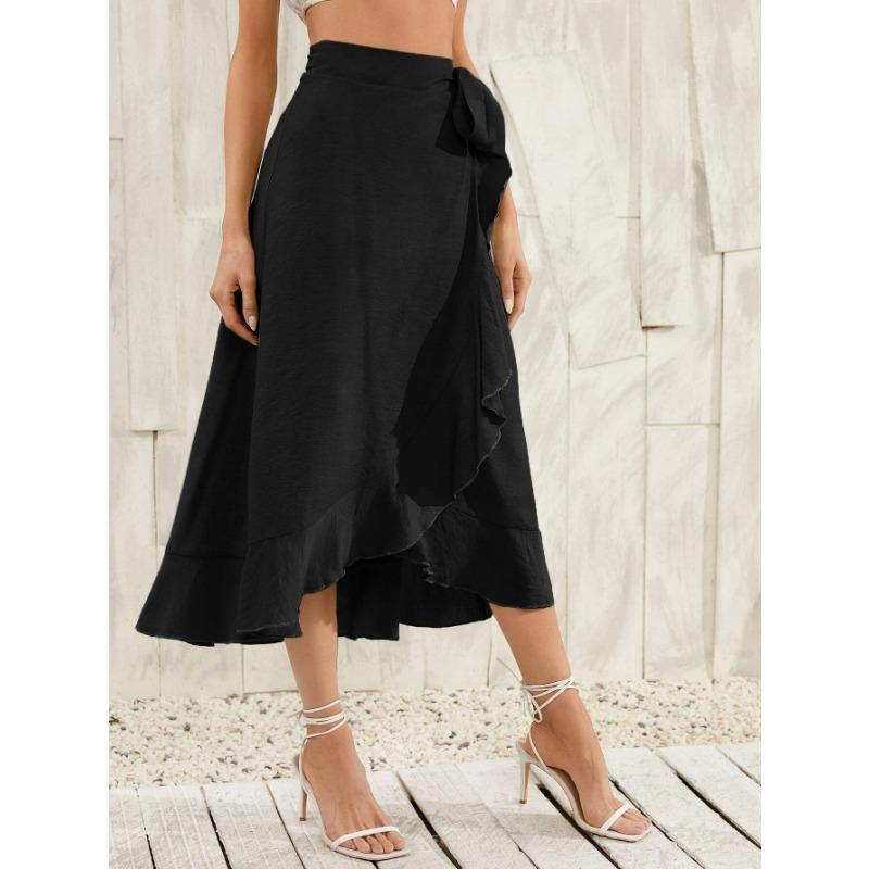 Summer fashion new all-match women's skirt, one-piece lace-up irregular ladies elegant skirt