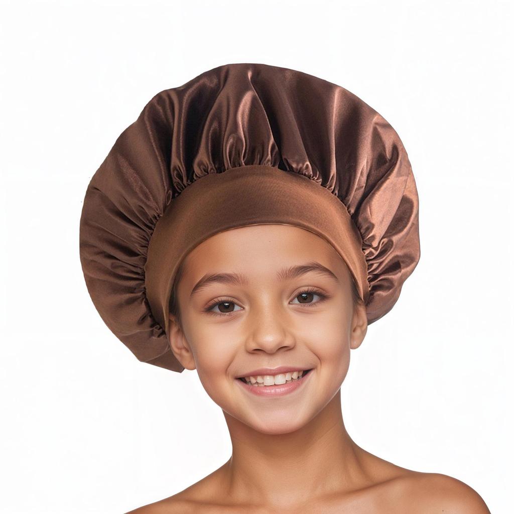 Children's Satin Sleep Cap - Soft Elastic Silk-like Hair Care Hat