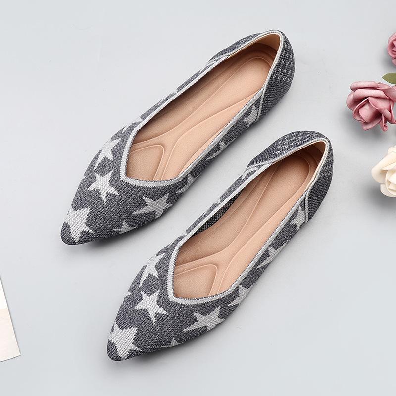 Spring and autumn flying knitting single shoes Doudou shoes flat bottom women's floating shoes boat shoes pregnant women knitted flying thread