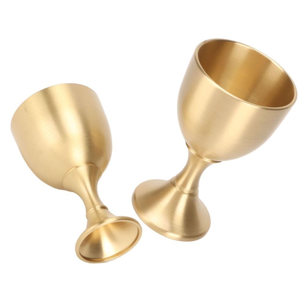 2pcs Vintage Small Chalice Cup Gold Brass Chalice Goblet Metal Wine Glass  Table Decoration