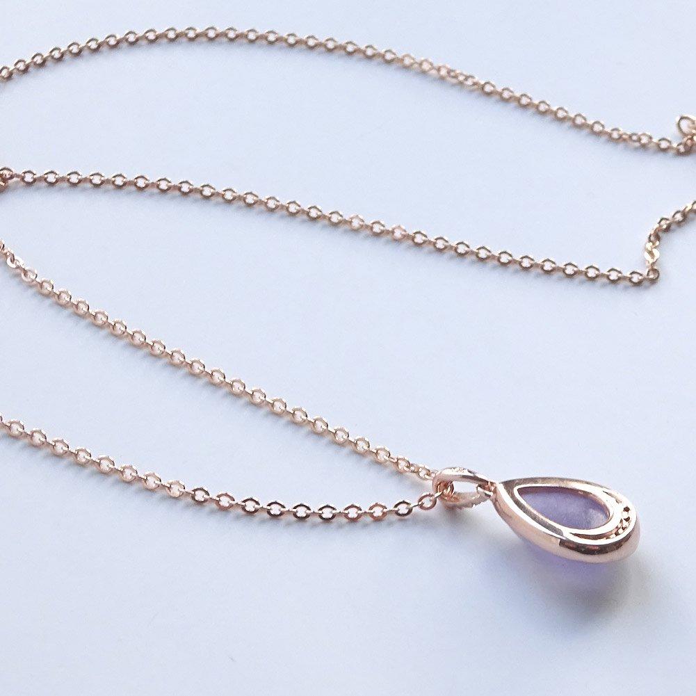 And My Jewelry SV925 Pink Gold Natural Lavender Jadeite Pendant Necklace with CZ Stone [Your Box] (May Birthstone) [Gift Wrapped]
