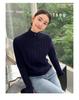 Women's High-Neck Zipper Cardigan: Warm Cashmere Wool Knitwear, Thick Cable Knit Sweater Coat for Autumn & Winter.