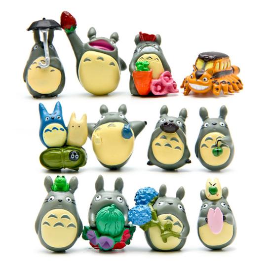 12Pcs/Set Anime Totoro Resin Models Miniature Dollhouse Bonsai Scenery Decor