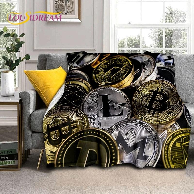 Bitcoin Virtuelle Währung NFT Weiche Flanelldecke für Betten Schlafzimmer Sofa Picknick, Überwurfdecke zum Zudecken Outdoor Freizeit Nickerchen Geschenk
