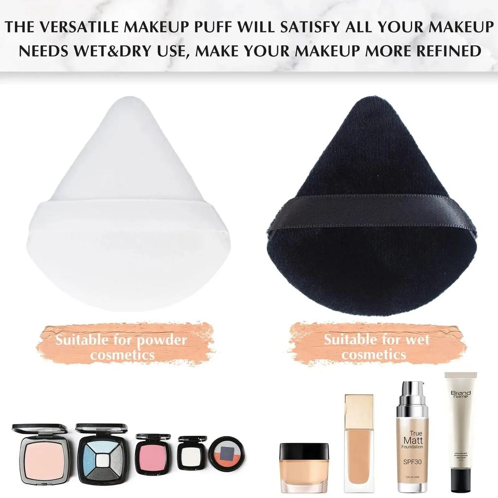2/5/10/20 Stück Dreieckiger Samt-Puderquaste Pizza-Mehl Mini-Gesichts-Make-up-Schwamm Kosmetik Waschbares Leichtes Make-up-Werkzeug