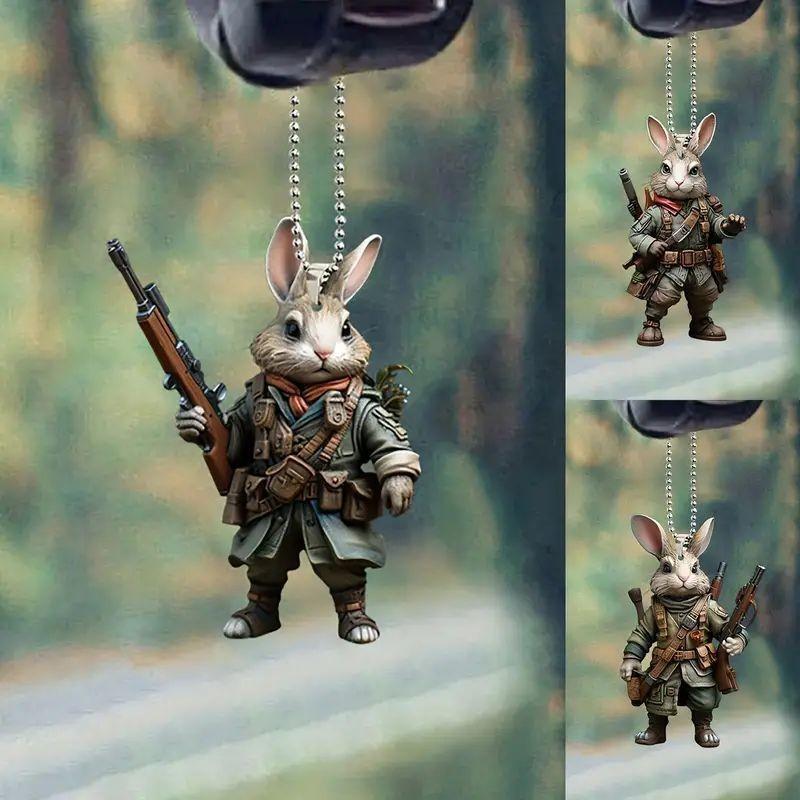 Cartoon Creative Acrylic Animal Gunner Car Hanging Ornament For Festive Interior Style