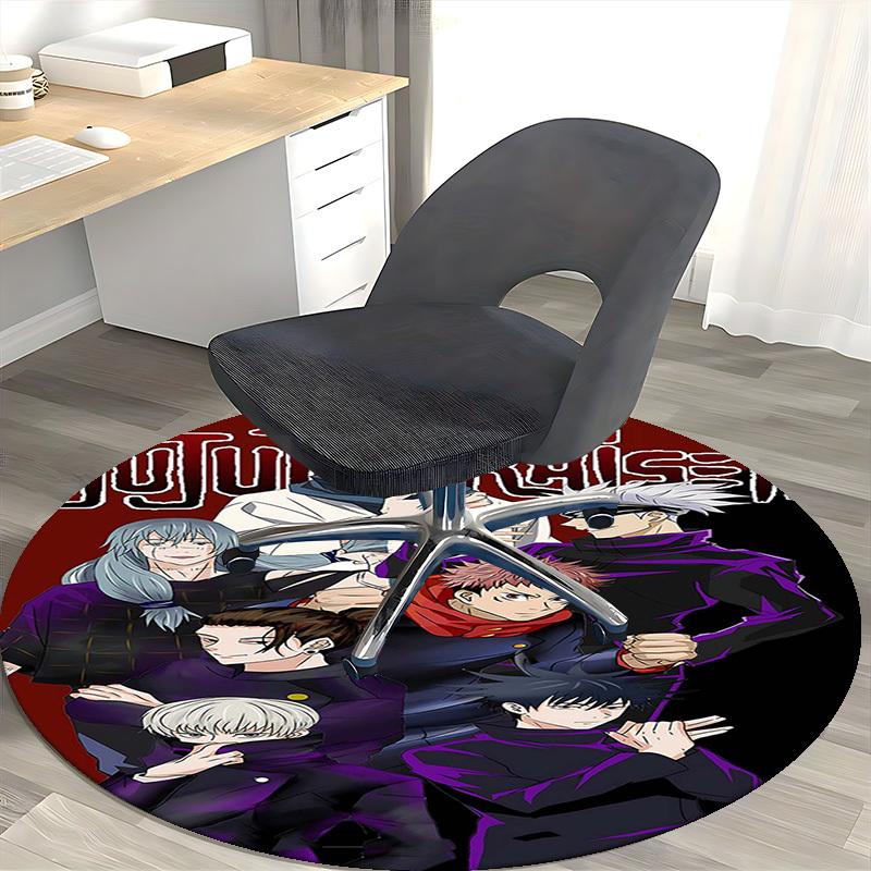 1pc Anime Jujutsu Kaisen Round Carpet  Office Chair Mat, AntiSlip Rug for Anime Lovers, Perfect Gift for Anime Fans, Suitable for Home Decor 80cm