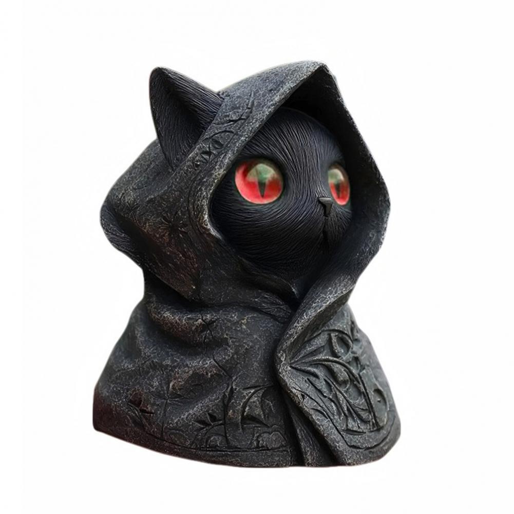 Halloween Style Decor Exquisite Cat Ornament Black Cat Figurine Set for Halloween Decor Handmade Resin Mini Cat for Lovers