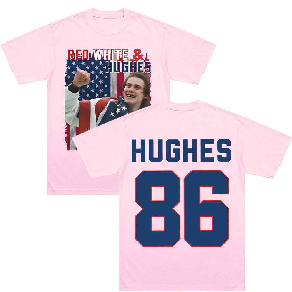 Hughes Hockey Tee Jack Hughes Graphic T Shirt Cotton Short Sleeve Clothing Women Men Fashion 86 High Street Loose T-shirt Casual