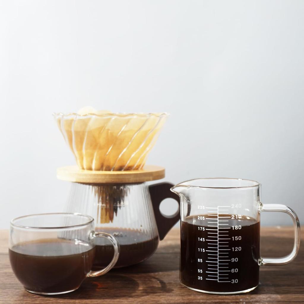 240ml Measuring Glass Espresso Measuring Cup Measuring Glass with Markings and Handle Shot Glass Measuring Cup Heat-Resistant Glass Thickened Glass
