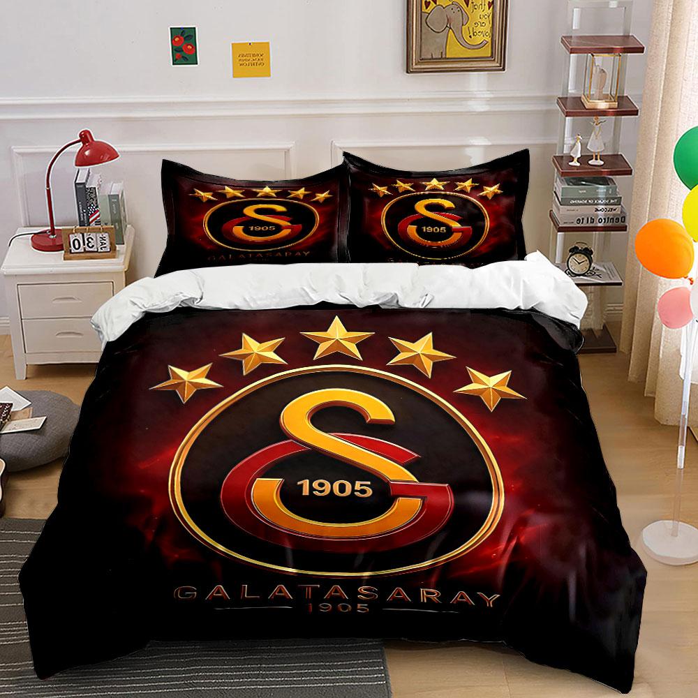 "Set Lenzuola con Logo Galatasaray" Set Copripiumino Biancheria da Letto Copripiumino Federe (1 * Copripiumino 2 * Federe, senza piumino)