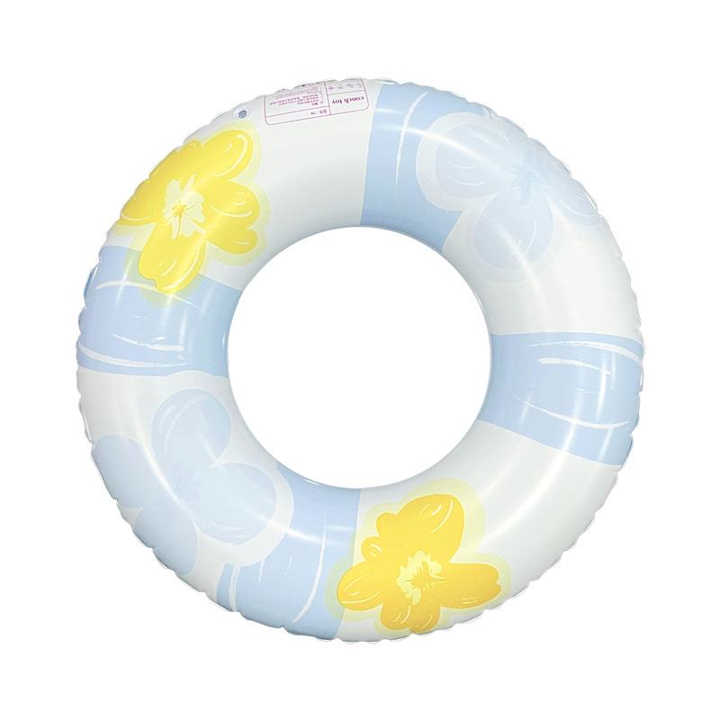 Eco-friendly Retro Flower Inflatable Swimming Ring - Thickened Beginner Pool Float for Summer Outdoor Water Play