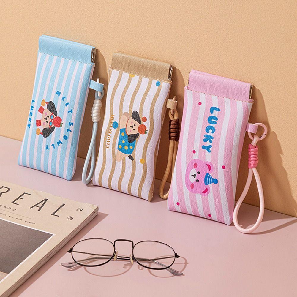 2Pcs Dustproof Self-closing Glasses Storage Bag Cartoon Sunglasses Protective Cover  Travel