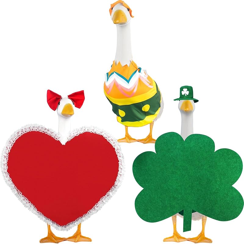 3 Pcs St. Patrick's Day Goose Outfits Valentine's Day Goose Costume Cute Easter Goose Clothes Porch Goose Outfits
