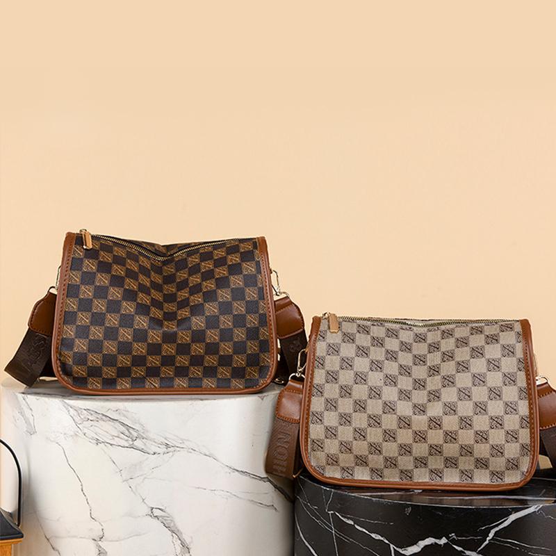 Classic Plaid Bags For Women Fashion Printed Shoulder Bag Large-Capacity Pu Leather Crossbody Bag Daily Use Handbag Purse CLE