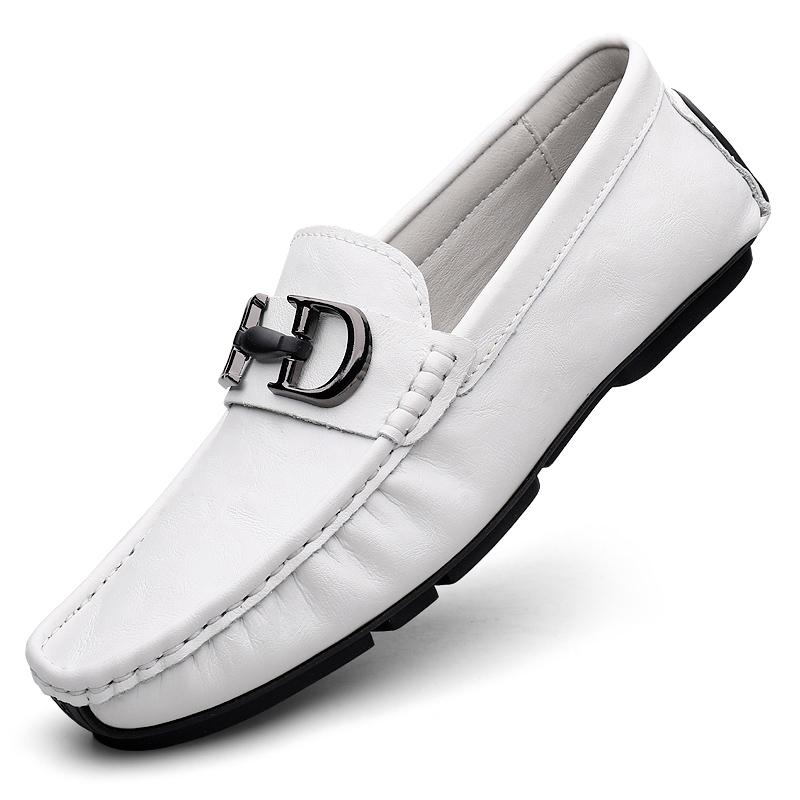 

Fashion Men s Lightweight Genuine Leather Formal Leather Shoes Soft Comfortable Non-slip Casual Men s Wedding Groomsman Office Loafers 44 белый
