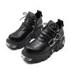 New Dark Punk Style Woman Gothic Flame Carved Vintage Rock Boots Leather Shoes Metal Niche Low Top Platform Shoes