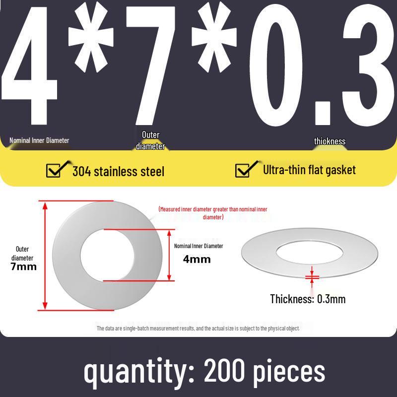 Plochá podložka z nerezové oceli 304 pro nastavení vůle hřídele (0,1/0,2/0,3 mm)