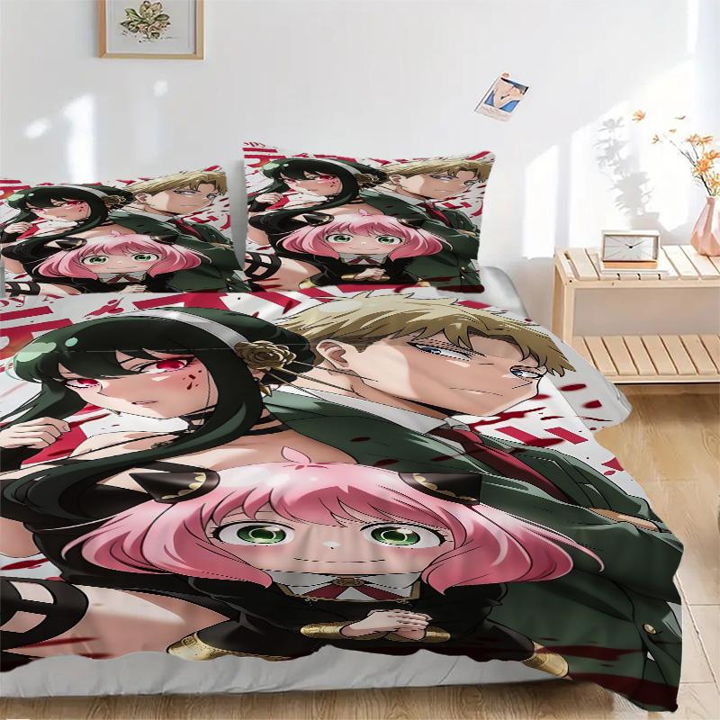 Spy X Family Teamwork Print 3Pcs Bedding Setduvet Cover With 2 Bedropillowcase Home Birthday Gift