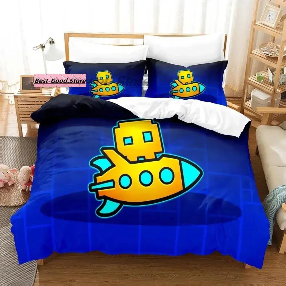 

Комплект постельного белья Angry Geometry Dash Single Twin Full Queen King Size, комплект постельного белья Aldult Kid Bedroom Duvetcover Sets 3D Print New 70x133cm 2pcs