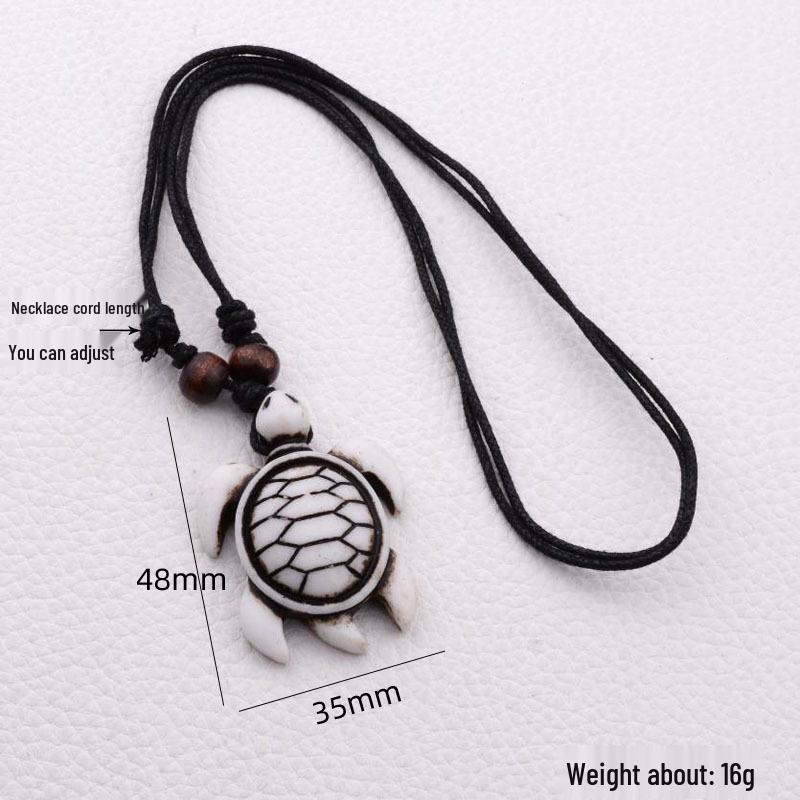 Turtle Necklace Yak Bone Carved Pendant - European & American Style Faux Bone Sea Turtle Pendants, Multiple Styles
