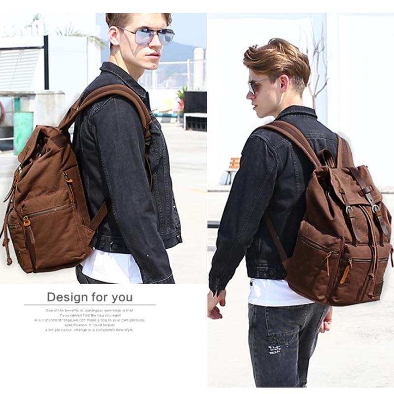 European and American Retro Men's Backpack New Canvas Shoulders Bag Outdoor Travel Computer Bag Student Schoolbags for Boy Father's Day Gift