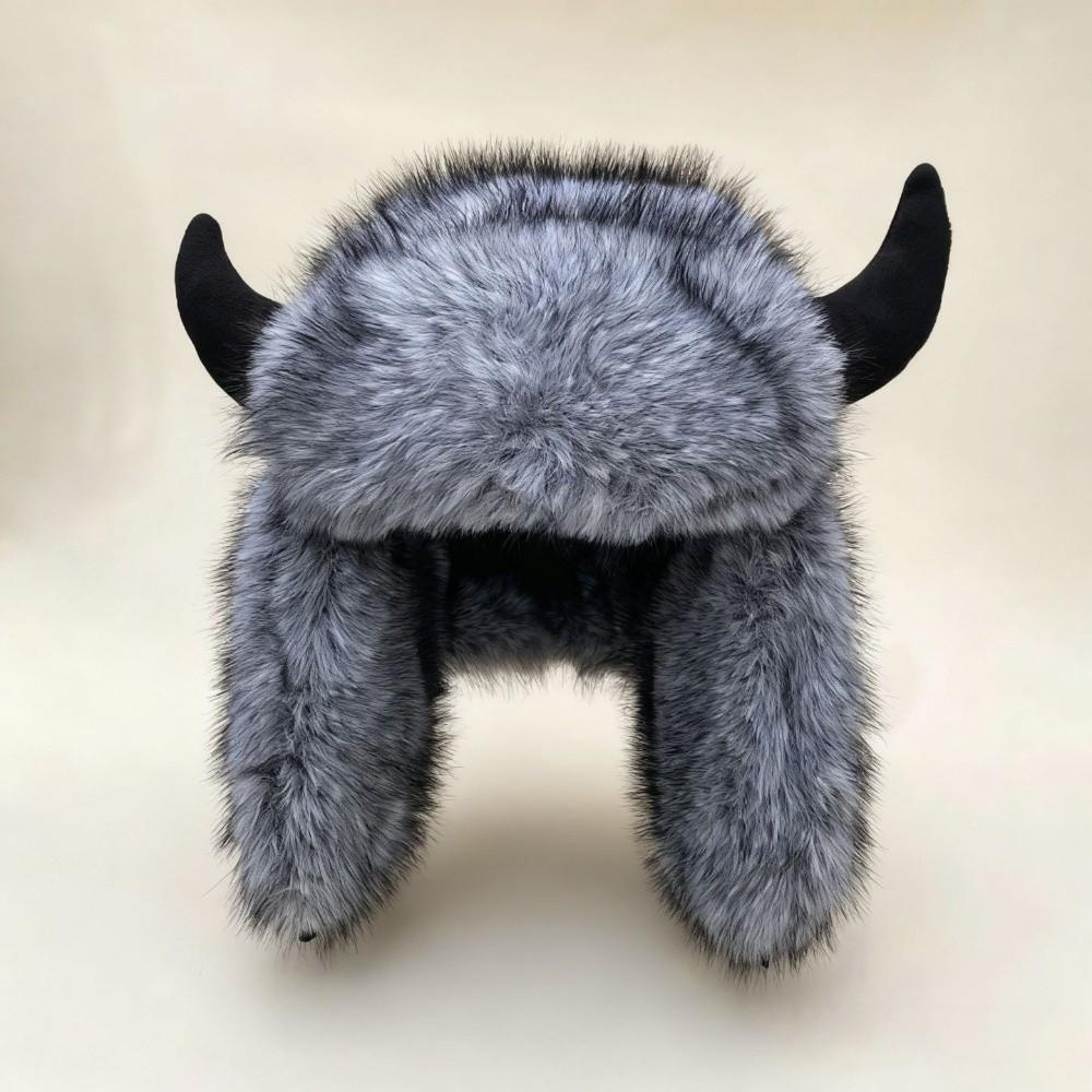 Windproof Fabric Faux Fur Hat Thickened Lining Ear Flap Headwear  Nordic Travelers