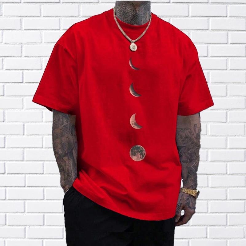 Nové letní pánské módní tričko s potiskem Země a Měsíce
