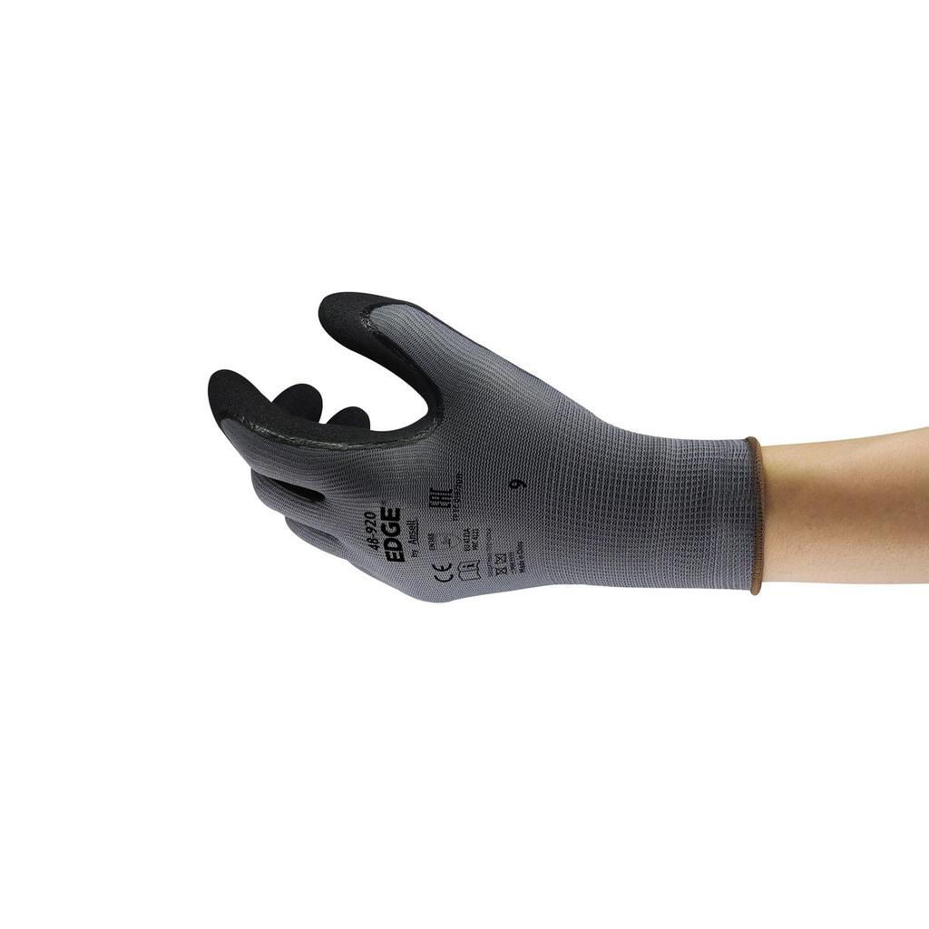 Ansell EDGE 48-920 Multi-Purpose Work Gloves Nitrile Coated Polyester Grip Gloves for Light Duty Assembly, Size XL, 1 Pair