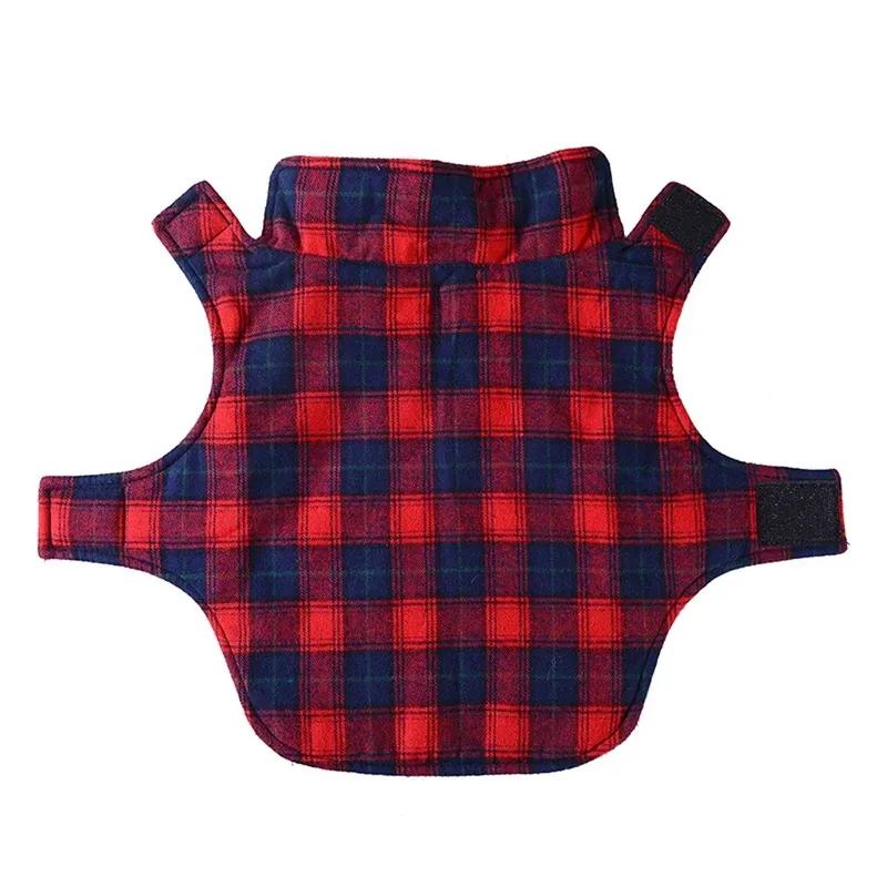 Pet Dog Cotton Vest Coat Plaid British Style Plaid Pet Vest Winter Coat Warm Dogs Apparel Jacket For Cat Small Medium Dog
