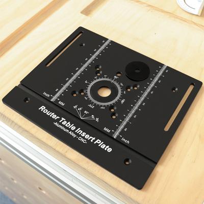 Router Table Insert Plate Aluminum Alloy Woodworking Benches Router   Plate for Carving Trimming Chamfering Black