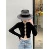 European and American style hand-woven mixed color hollow concave flat top hat women's retro versatile summer travel sun hat