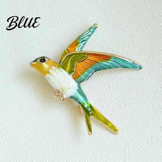 Men Bird Brooch Enamel Swallow Women Oil Dripping Lapel Pin