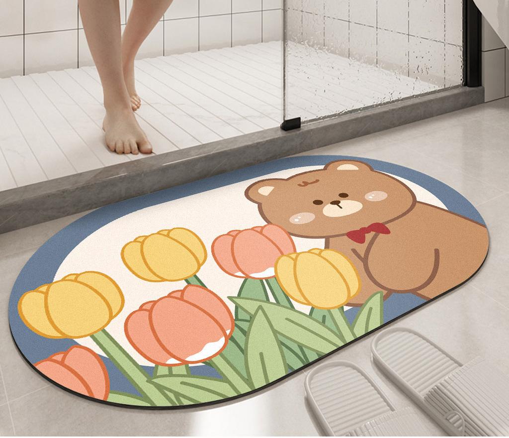 Bathroom floor mat diatom mud absorbent soft pad bathroom door non-slip foot pad household toilet door quick-drying floor mat