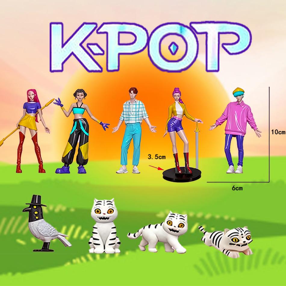9 Stück/Set Kpop Dämonenjäger Actionfigur Spielzeug Derpys Tiger Rumi Mira Zoey Sussy Figur Puppe für Fans Geschenk