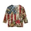 Children's 3/4 Sleeve Tops Casual Print T Shirt Round Neck Pullover Blouse