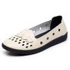 New Shoes Spring Single Shoes Non-slip Soft Sole Hollow Leather Shoes Comfortable Flat Bottom Old Man Hole Middle Old Woman Shoes