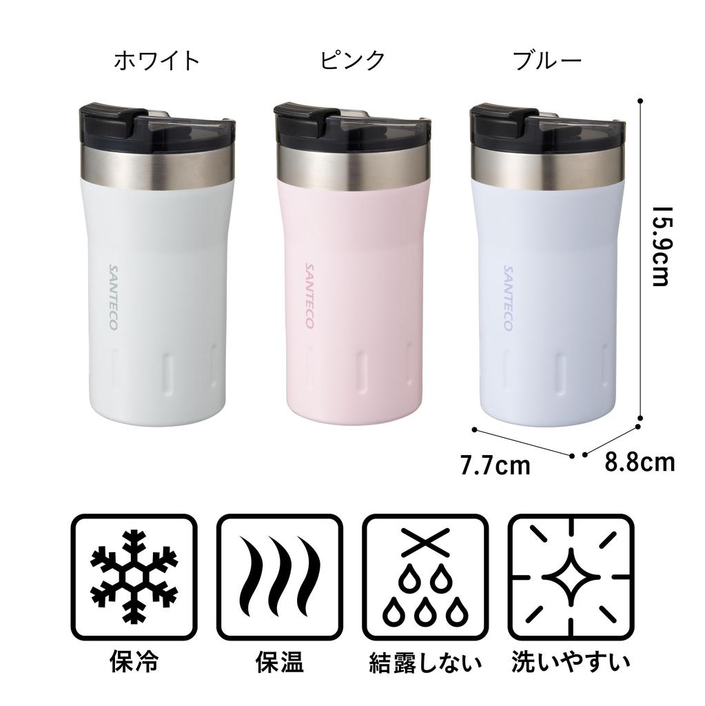 CB Japan KARIBA Tumbler with Vacuum Stainless Locking SANTECO Lid, Insulated, Steel, Double-Walled, Pink, 350ml, Mouth,